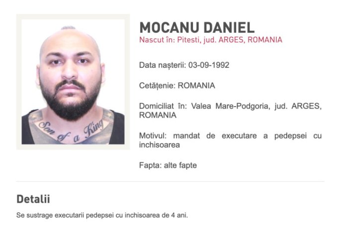 Dani Mocanu, absent după ce a fost condamnat la patru ani de detenție. Poliția l-a pus sub urmărire