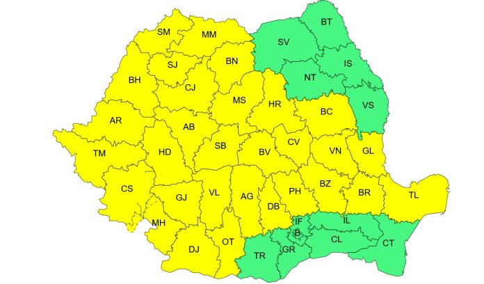 Vreme extremă în toată țara. Care sunt primele regiuni impacted?