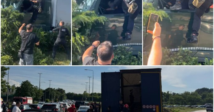 Poliția locală a aplicat spray lacrimogen și l-a atacat pe conducătorul TIR-ului care a scăpat de sub...