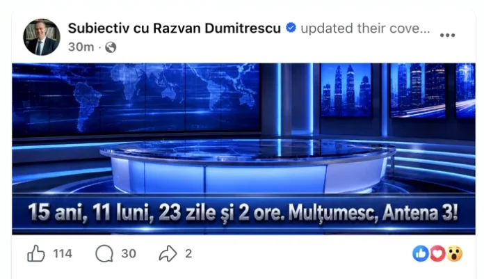Răzvan Dumitrescu își îndreaptă pașii de la Antena 3 CNN. Plecarea sa a fost comunicată în direct.