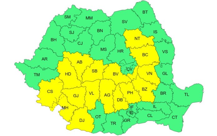 HARTĂ: Extindere a codului galben de furtuni emis de meteorologi - regiunile afectate și previziunile meteo pe litoral