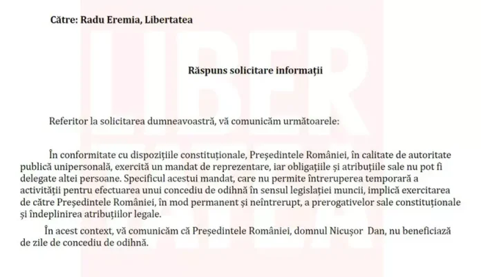 Nicușor Dan, fără nemus de concediu de la începutul mandatului Nicușor Dan, fără nemus de concediu de la începutul mandatului. Clarificările președinției